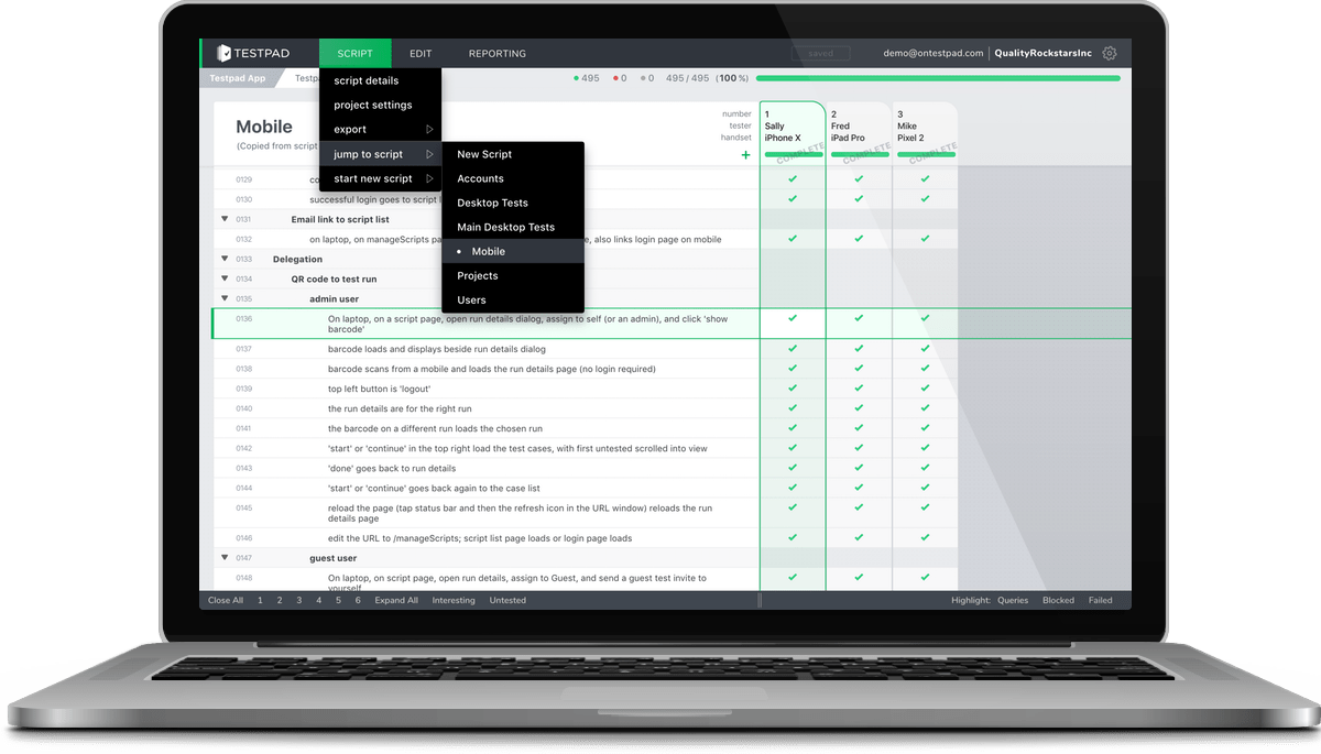 Simple manual test management tool for exploratory testing
